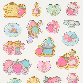 サンリオキャラクターズ キラフチ樹脂盛りシール（いちごのおうち）