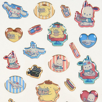 サンリオキャラクターズ キラフチ樹脂盛りシール（レトロシネマ）