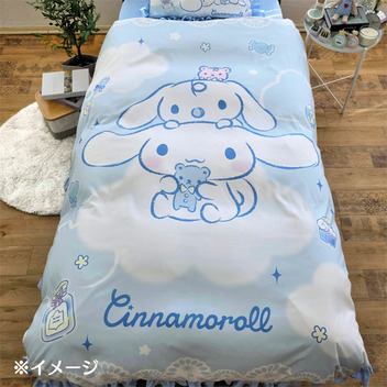 シナモロール＆みるく フリル付き布団カバー3点セット（シングル和洋共通）