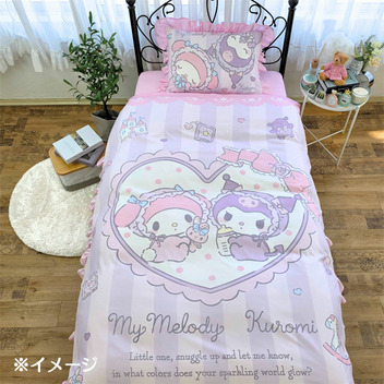 マイメロディ&クロミ フリル付き布団カバー3点セット（シングル和洋共通）