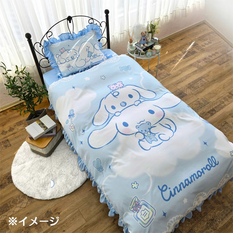 シナモロール＆みるく フリル付き布団カバー3点セット（シングル和洋共通）