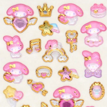 マイメロディ 金箔ぷっくりシール