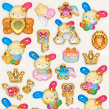 ウサハナ 金箔ぷっくりシール