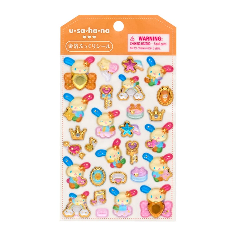 ウサハナ 金箔ぷっくりシール