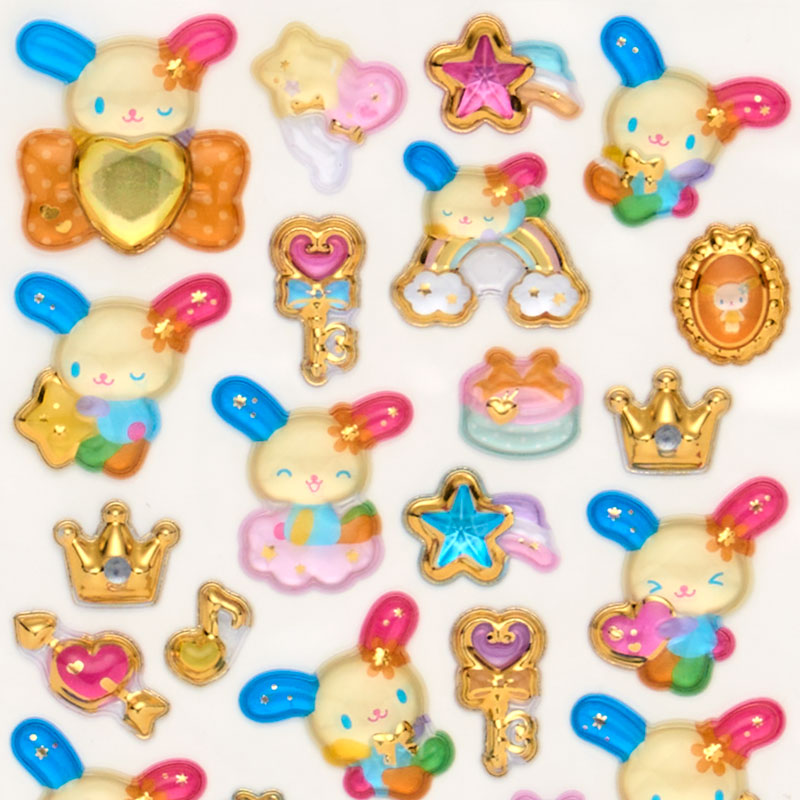 ウサハナ 金箔ぷっくりシール
