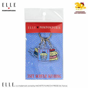 ポムポムプリン ELLE 3連アクリルキーホルダー（セーラー）