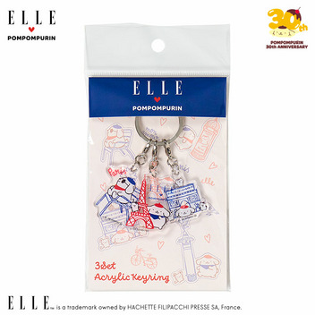 ポムポムプリン ELLE 3連アクリルキーホルダー（パリ）
