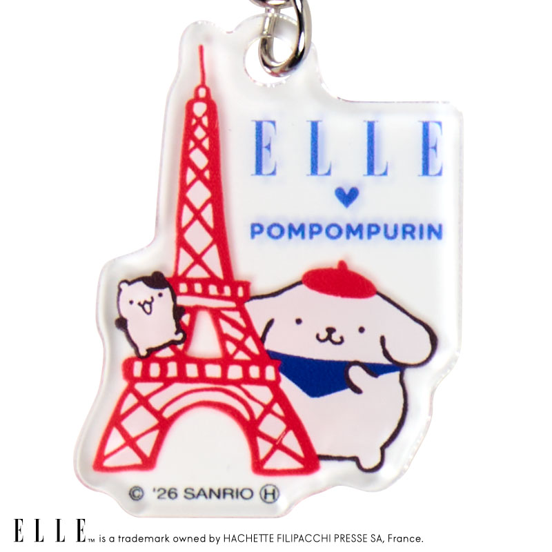 ポムポムプリン ELLE 3連アクリルキーホルダー（パリ）