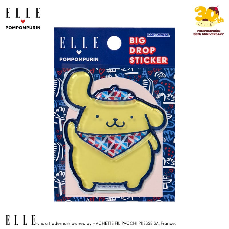 ポムポムプリン ELLE 立体ドロップシール（スカーフ）