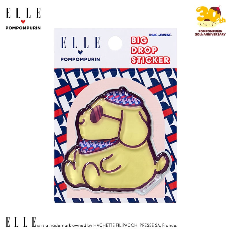 ポムポムプリン ELLE 立体ドロップシール（サングラス）