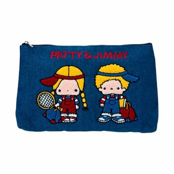 パティ＆ジミー サガラ刺繍デニムフラットポーチ