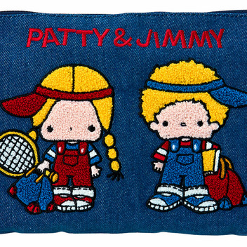 パティ＆ジミー サガラ刺繍デニムフラットポーチ