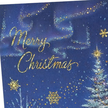 グリーティングカード クリスマス　ツリーとオーロラ