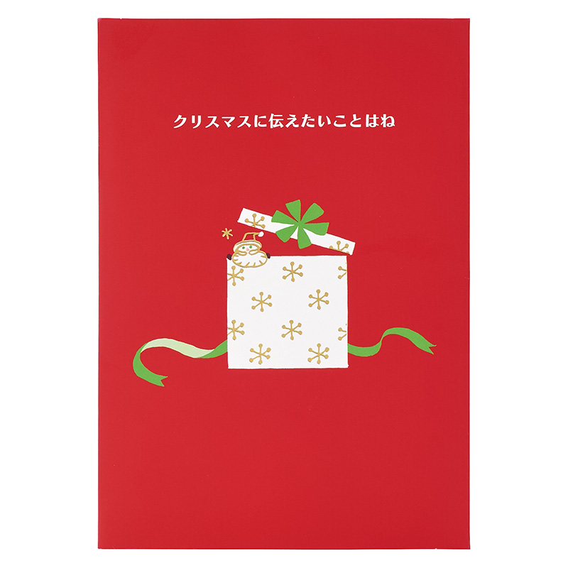 グリーティングカード クリスマス　ボックスから金線サンタ