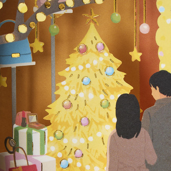 グリーティングカード クリスマス　ショーウインドー