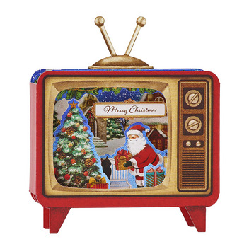 グリーティングカード クリスマス　テレビにサンタ