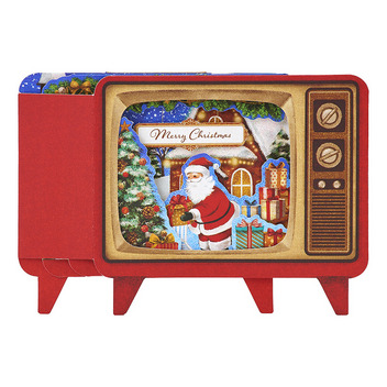 グリーティングカード クリスマス　テレビにサンタ