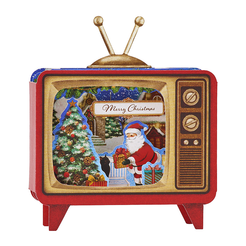 グリーティングカード クリスマス　テレビにサンタ