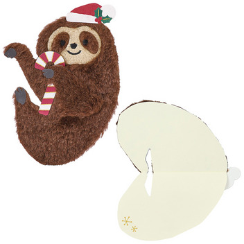 グリーティングカード クリスマス　ふかふかナマケモノ
