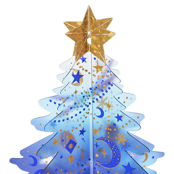 グリーティングカード クリスマス　夜空のツリー