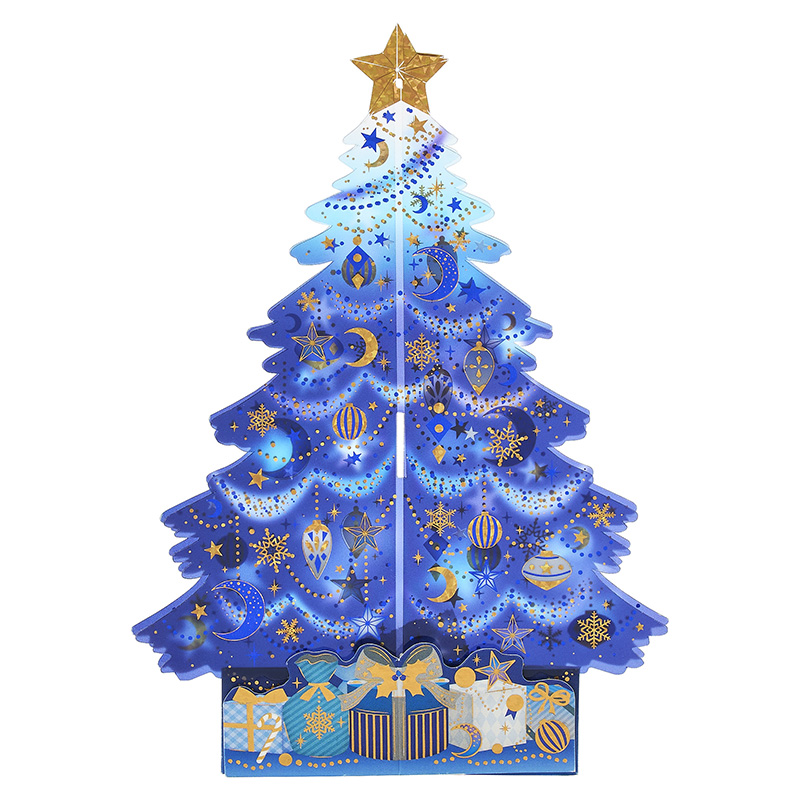 グリーティングカード クリスマス　夜空のツリー