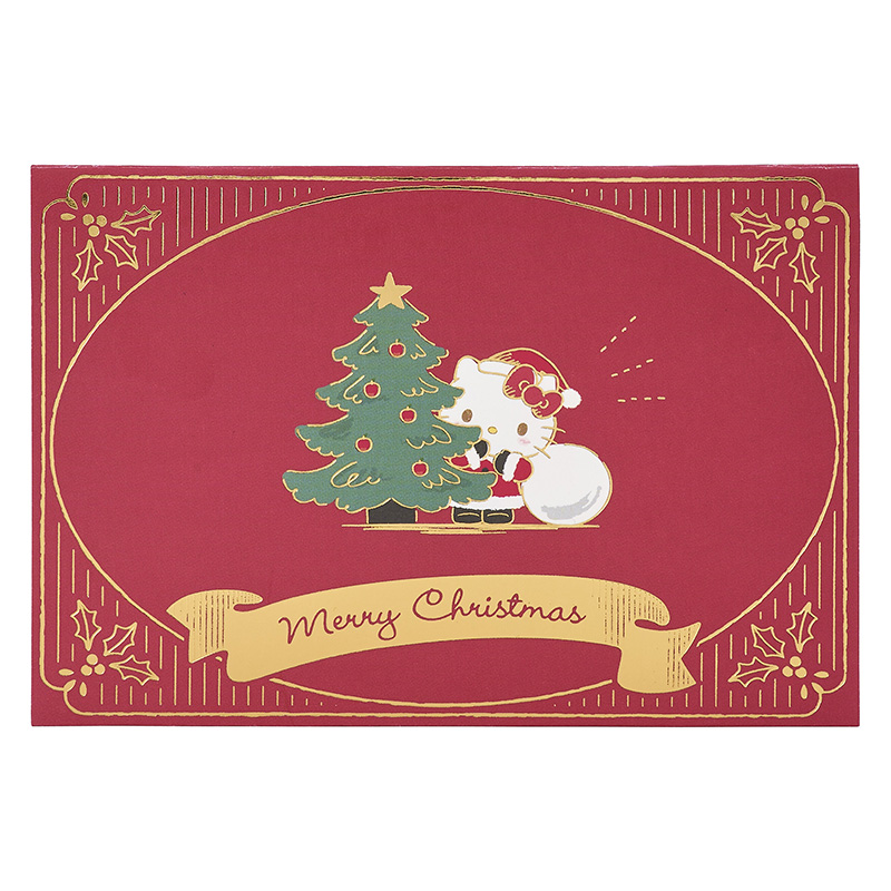 グリーティングカード クリスマス　ハローキティツリーとスノーマン