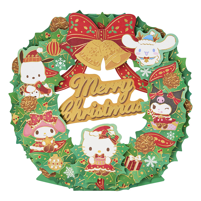グリーティングカード クリスマス　サンリオキャラクターズリース