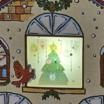 グリーティングカード クリスマス　ライト＆メロディー　家に三つの窓