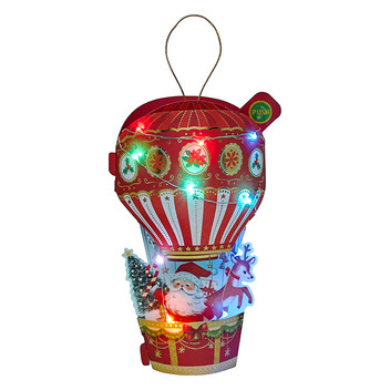 グリーティングカード クリスマス　ライト＆メロディー　気球にサンタ