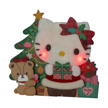 グリーティングカード クリスマス　ライト＆メロディー　ハローキティふかふかプレゼント