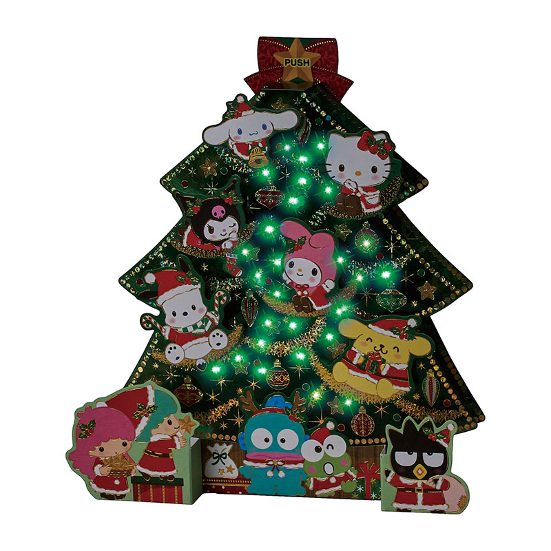 グリーティングカード クリスマス　ライト＆メロディー　サンリオキャラクターズツリー