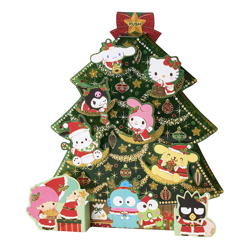 グリーティングカード クリスマス　ライト＆メロディー　サンリオキャラクターズツリー