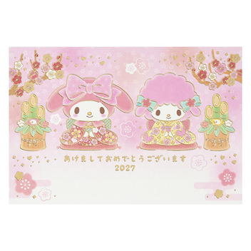 グリーティングカード 年賀　ポストカード　マイメロディごあいさつ