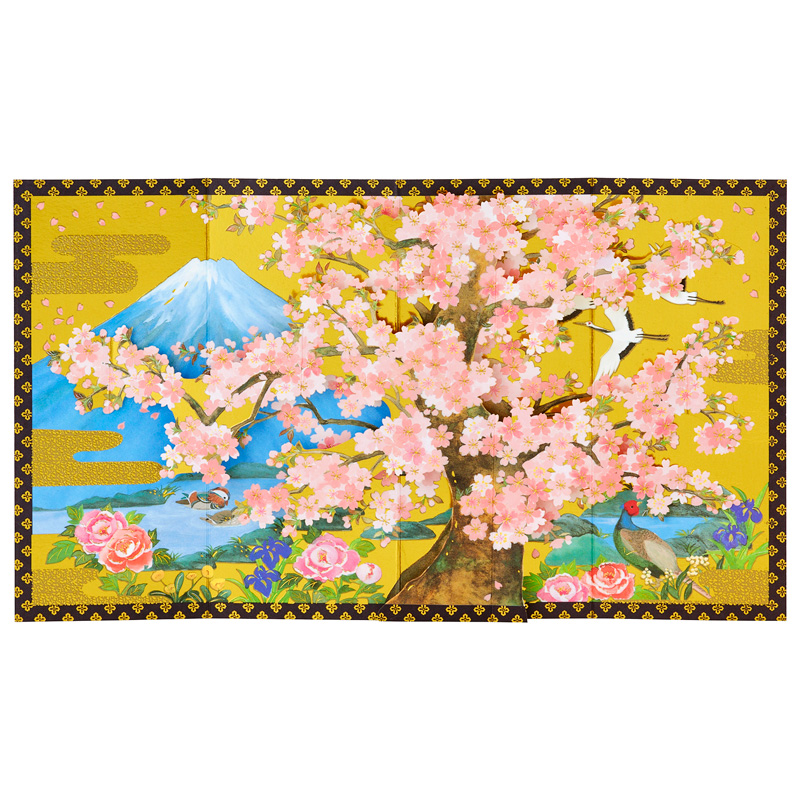グリーティングカード 多目的　桜びょうぶ