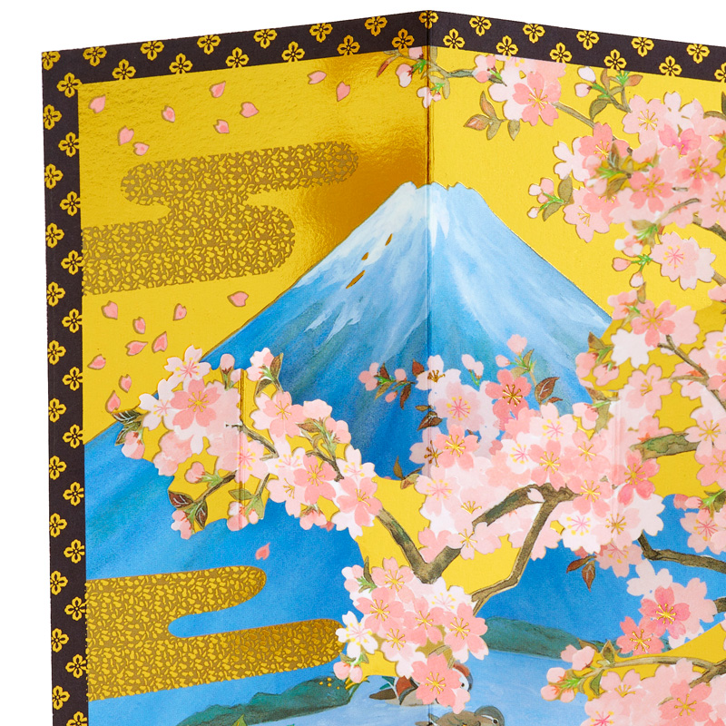 グリーティングカード 多目的　桜びょうぶ