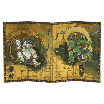  多目的　風神雷神金びょうぶ