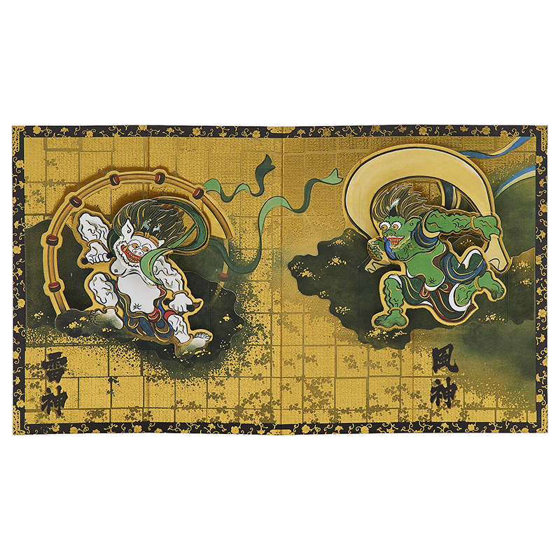 グリーティングカード 多目的　風神雷神金びょうぶ