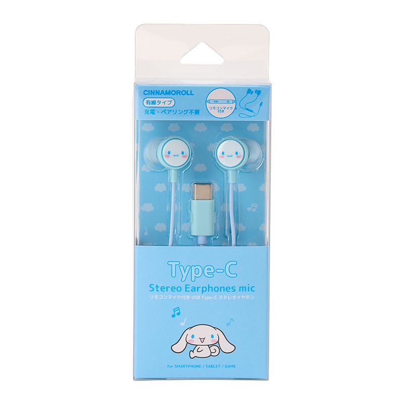 シナモロール リモコンマイク付き USB Type-C ステレオイヤホン