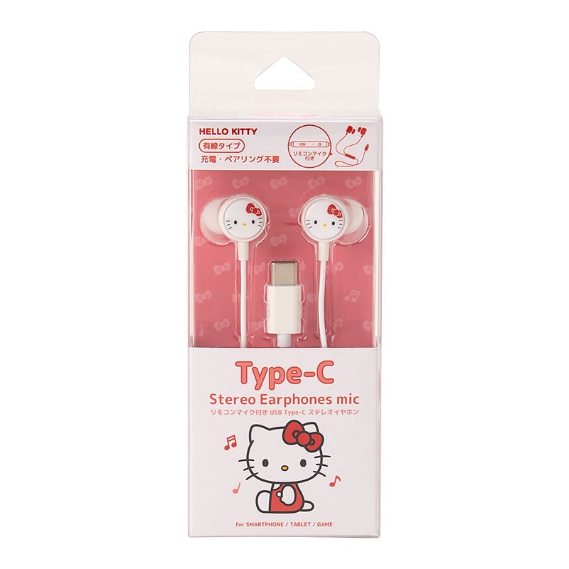 ハローキティ リモコンマイク付き USB Type-C ステレオイヤホン