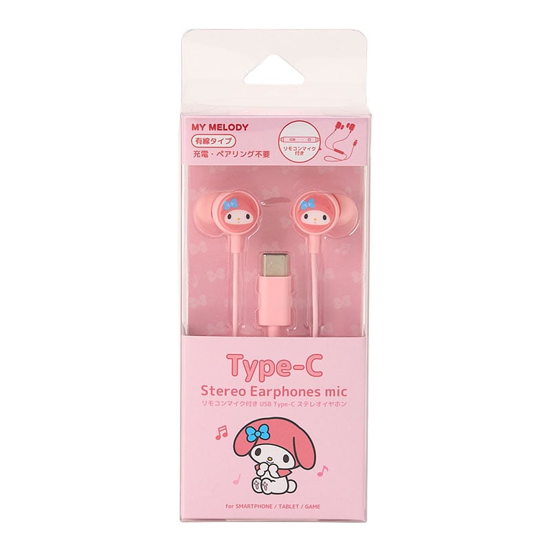 マイメロディ リモコンマイク付き USB Type-C ステレオイヤホン